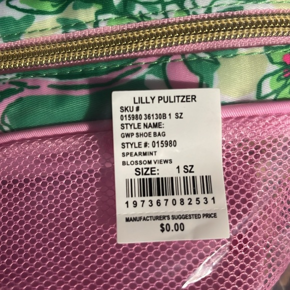 NWT/ NIP Lilly Pulitzer shoe bag, spearmint blossom views sz 7.25x 12L x 4.5 D - Picture 7 of 16
